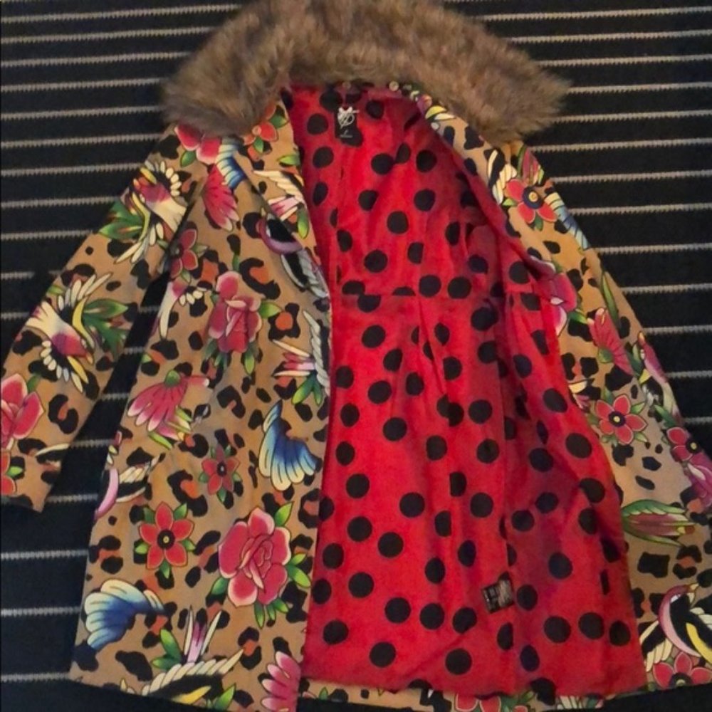 Sale! Iron Fist Leopard Fur rockabilly punk rocker  coat - Picture 9 of 9